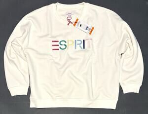 Esprit Costco Crewneck Sweatshirt Womens Sz XXL Cream Ivory Retro Logo NWT 2XL